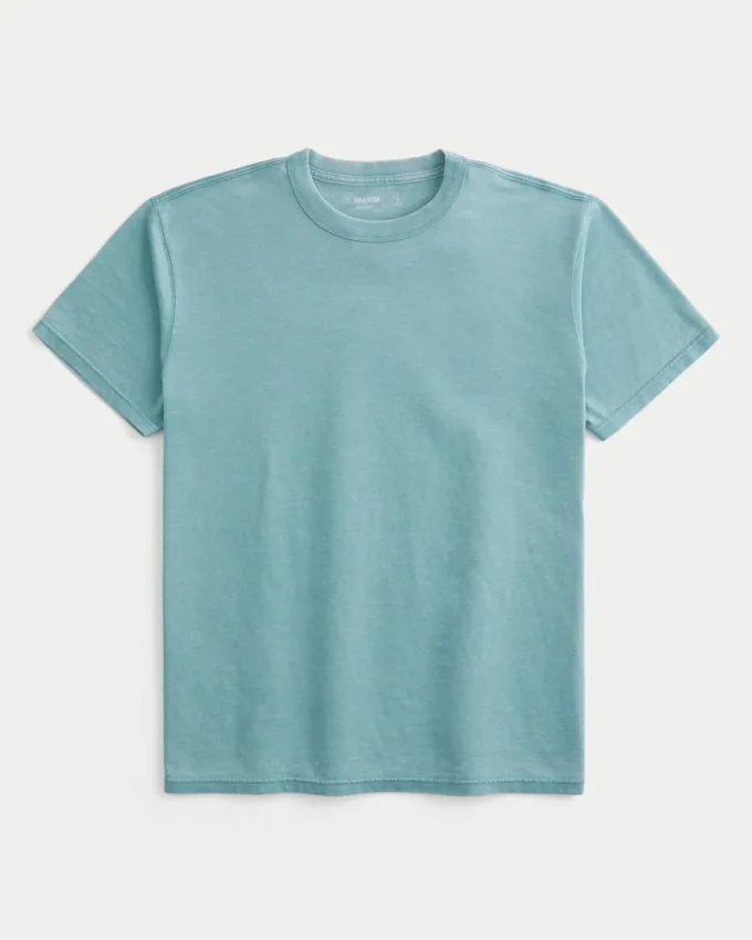 Tricou relaxat, spălat, cu guler rotund Tricou relaxat, spălat, cu guler rotund