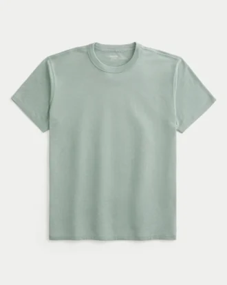Tricou relaxat, spălat, cu guler rotund