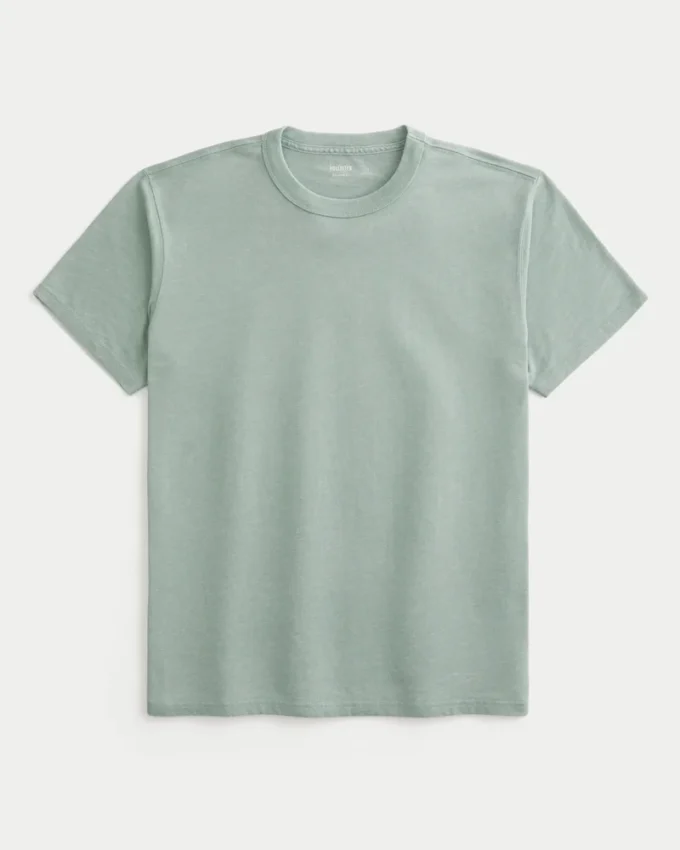 Tricou relaxat, spălat, cu guler rotund Tricou relaxat, spălat, cu guler rotund