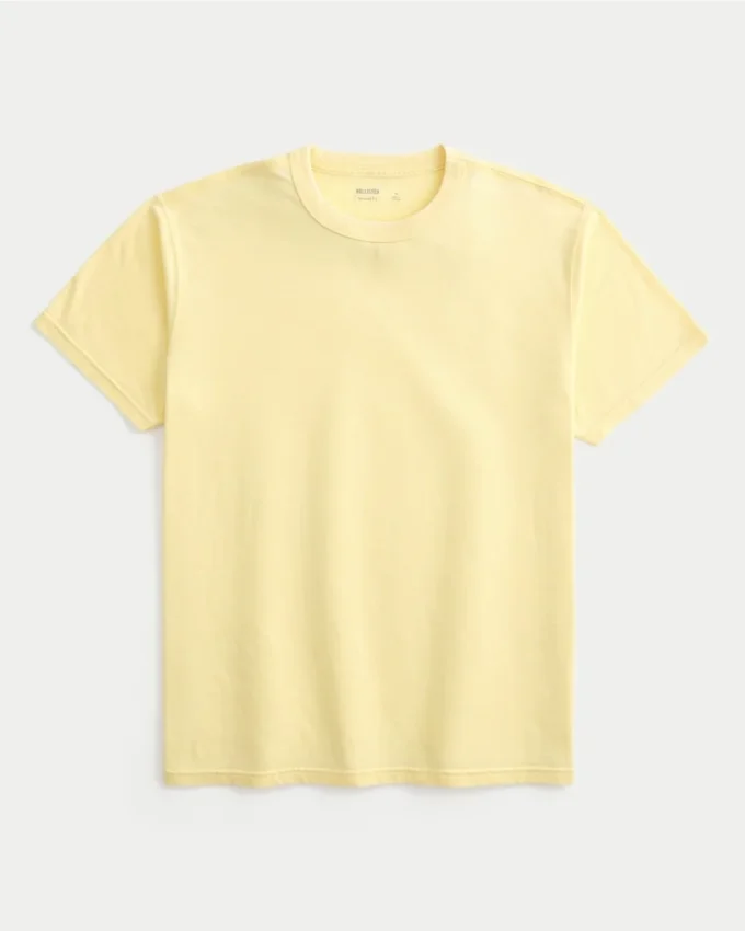 Tricou relaxat, spălat, cu guler rotund Tricou relaxat, spălat, cu guler rotund