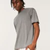 Tricou relaxat, spălat, cu guler rotund Tricou relaxat, spălat, cu guler rotund