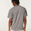 Tricou relaxat, spălat, cu guler rotund Tricou relaxat, spălat, cu guler rotund