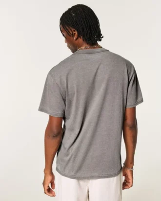 Tricou relaxat, spălat, cu guler rotund