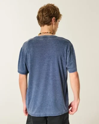 Tricou relaxat, spălat, cu guler rotund