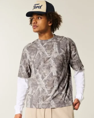 tricou scurt gros cu imprimeu camuflaj 1 330x413 - Tricou scurt, gros, cu imprimeu camuflaj