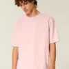 Tricou scurt, gros, spălat, cu croi drept Tricou scurt, gros, spălat, cu croi drept