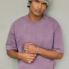 Tricou scurt, gros, spălat, cu croi drept Tricou scurt, gros, spălat, cu croi drept