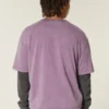 Tricou scurt, gros, spălat, cu croi drept Tricou scurt, gros, spălat, cu croi drept